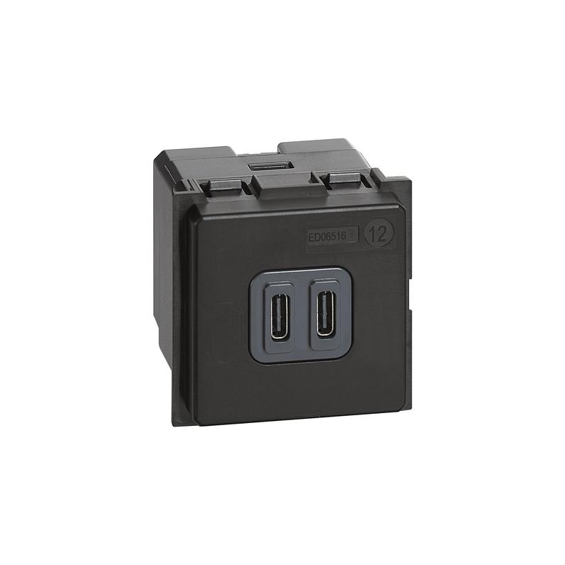 bticino living now caricatore usb tipo c 3a 2 moduli bticino k4286c2