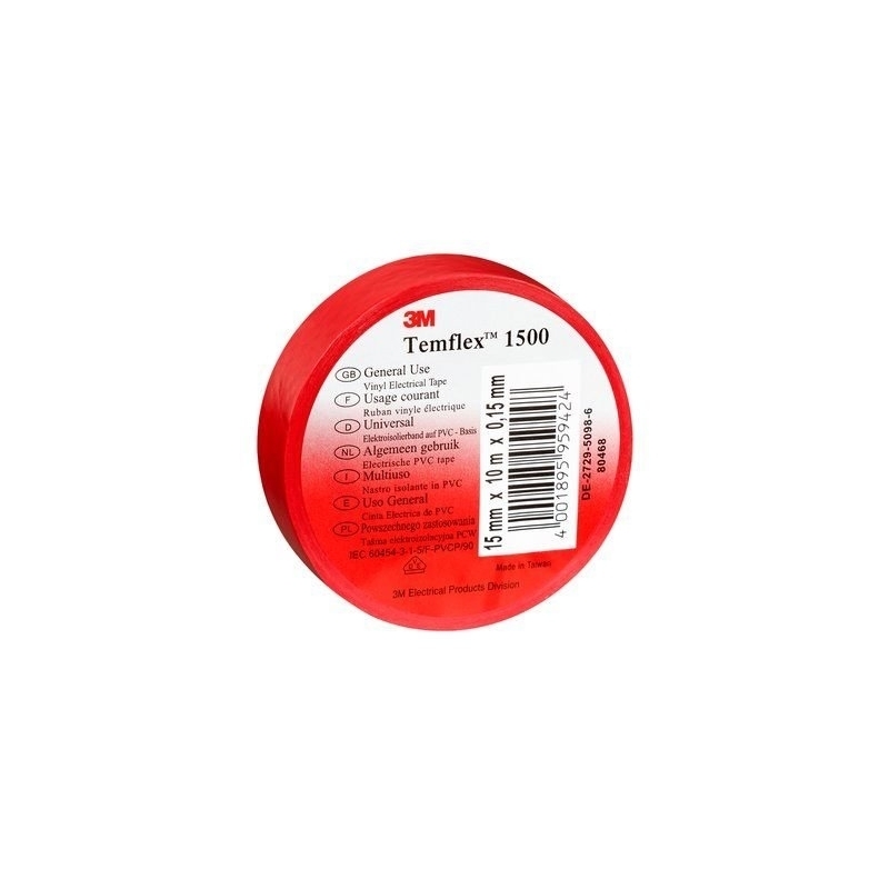 3m nastro isolante autoestinguente rosso  in pvc  19x25 mm 3MI7000106692