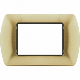 placca oro spazzolato satinato 3 posti moduli  in metallo compatibile con bticino living international light