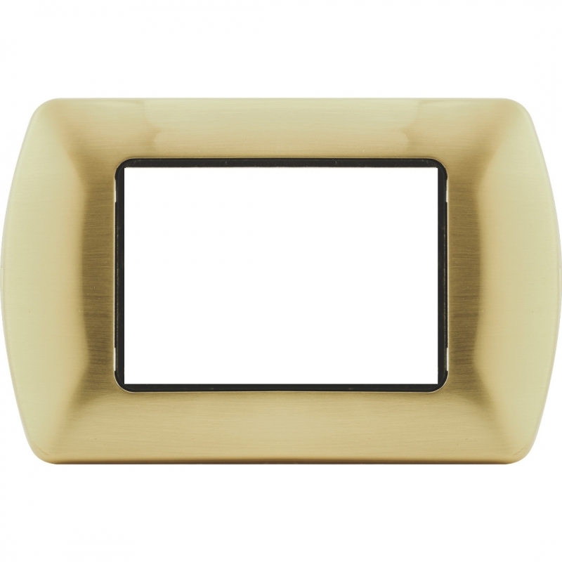 placca oro spazzolato satinato 3 posti moduli  in metallo compatibile con bticino living international light