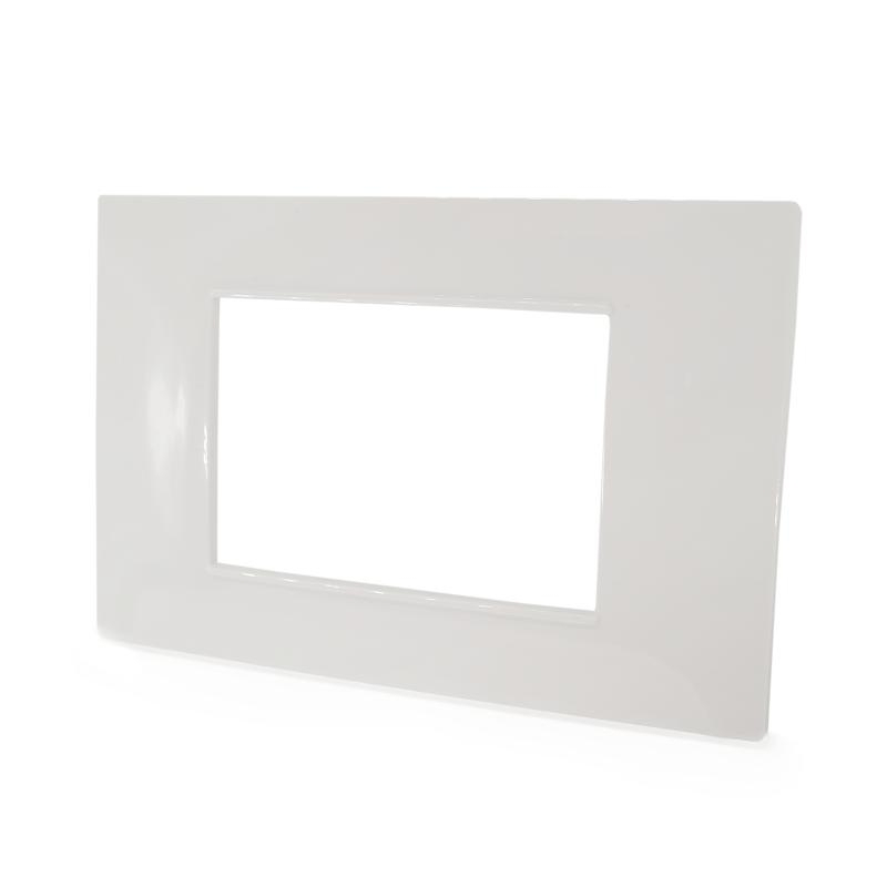 placca mostrina 3 posti moduli bianca in tecnopolimero plastica compatibile con vimar plana