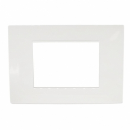 placca mostrina 3 posti moduli bianca in tecnopolimero plastica compatibile con vimar plana