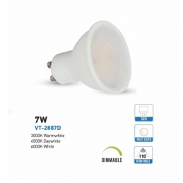 V-TAC VT-2887 D LAMPADINA LED GU10 7W FARETTO SPOTLIGHT DIMMERABILE - SKU 1669 / 1670 / 1671