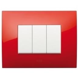 abb chiara placca mostrina 3 posti rosso fuoco 2csk0305ch