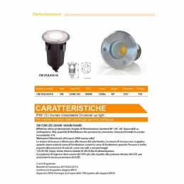 faretto calpestabile luce naturale led cob cree 5W IP67 12V 550Lm acciaio inox 1979