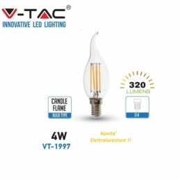 lampadina colpo di vento retro' fiamma led 4W filamento  e14 luce naturale