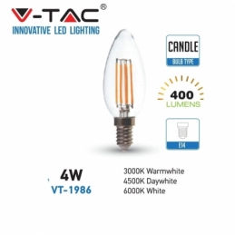 lampada lampadina oliva e14 4w retro' trasparente vetro luce naturale v-tac 1986