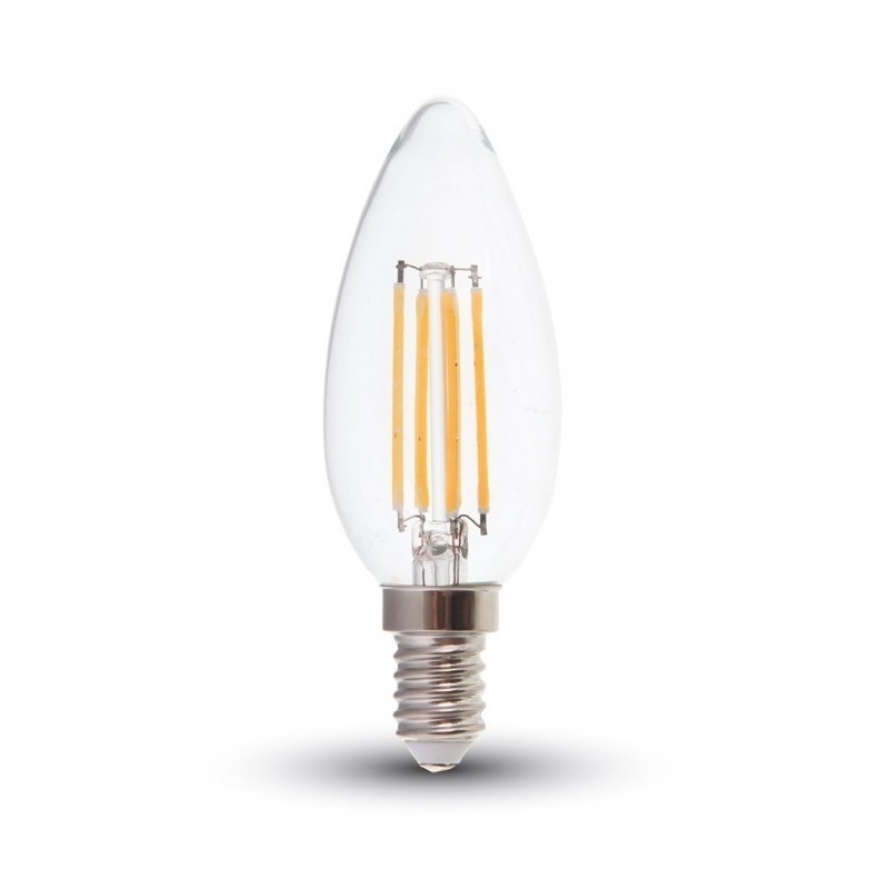 lampadina oliva filo led filamento E14 4W 2700K luce calda vintage vetro v-tac 1986