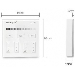 Controller da Parete Touch MiLight 2.4GHz 4Zone Dimmer Monocolore Mod B1 2203