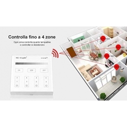Controller da Parete Touch MiLight 2.4GHz 4Zone Dimmer Monocolore Mod B1 2203