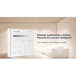 Controller da Parete Touch MiLight 2.4GHz 4Zone Dimmer Monocolore Mod B1 2203