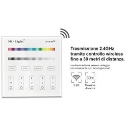 Controller da Parete Touch Mi Light 2.4GHz 4Zone per RGB RGBW Dimmer Mod B3 2205