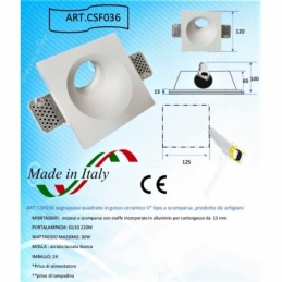 faretto porta faretto da incasso asimmetrico in gesso ceramico segnapasso csf036