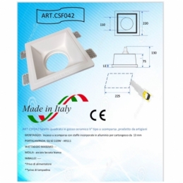 faretto da incasso in gesso ceramico quadrato per ar111 csf042