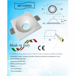 faretto in gesso conico bordo quadrato incasso verniciabile csf050