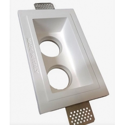 faretto rettangolare doppia lampada in gesso ceramico verniciabile a scomparsa cfs096