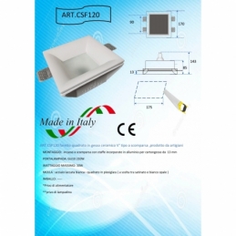 faretto in gesso ceramico svasato con vetro satinato verniciabile csf120