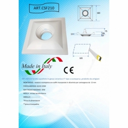 faretto quadrato in gesso ceramico verniciabile prospettico csf210