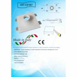 faretto da incasso quadrato con uscita conica in gesso ceramico csf387