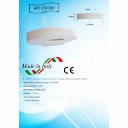 plafoniera lampada applique biemissione in gesso ceramico verniciabile csf333