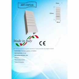 applique lampada a parete biemissione rettangolare in gesso ceramico verniciabile csf516