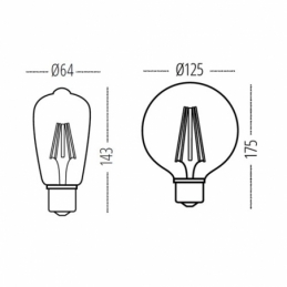 globo led retro' 6w e27 luce calda g125 300° kanlux 26042