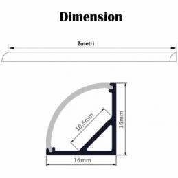 profilo in alluminio angolare 1616 curvato 2 metri cover trasparente 2161