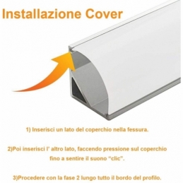 profilo in alluminio angolare 1616 curvato 2 metri cover trasparente 2161