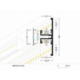 profilo in alluminio back10 2 metri bianco frost up&down  opaco 3176