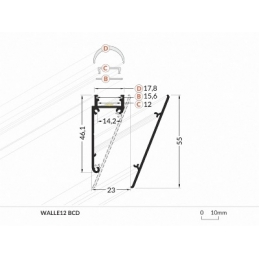 profilo in alluminio walle12 bcd 1 metro bianco cover opaco 3367