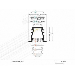 profilo in alluminio deep10 b/u anodizzato 1 metro opaco 5853