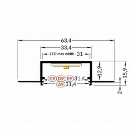 profilo in alluminio vario30-04 c9 anodizzato 2metri opaco 2944