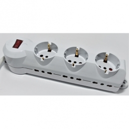 Multipresa 9 posti 3 polivalenti schuko +10/16A + 6 bivalenti 10/16A-cavo bianco da 1