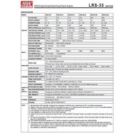 alimentatore mean well  lrs 35 24 potenza max 36w dc 12v ip20 trasformatore per led 1989