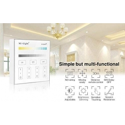 controller dimmer da parete wifi 2.4ghz per lampade led mi light cct gradi kelvin variabile  milight smart panel b2 4 zone 2204