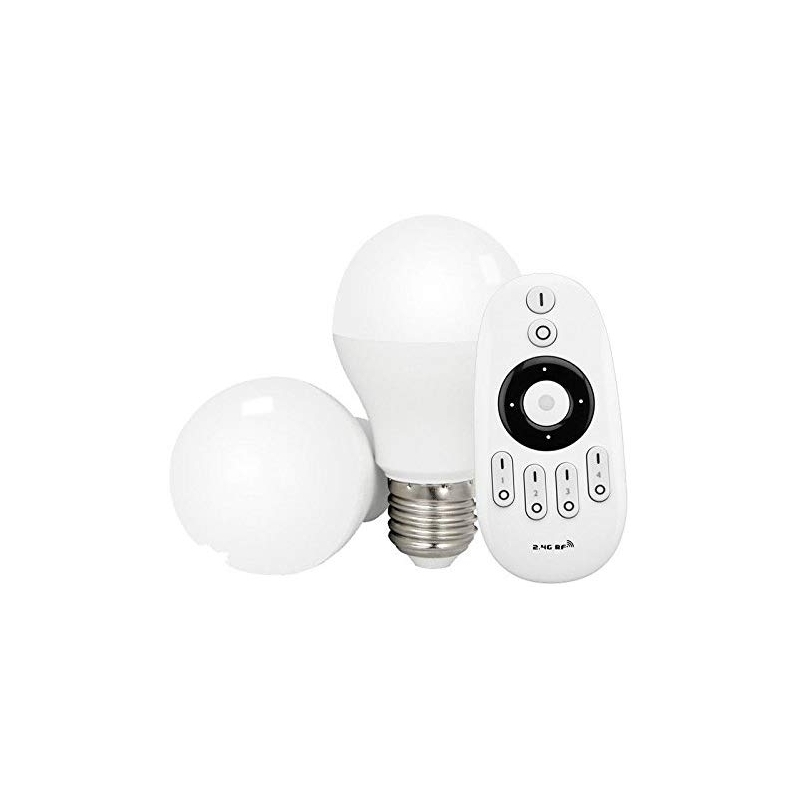 milight starter kit 2 lampadine e27 6w cct bianco dinamico e telecomando wifi 2.4ghz mi light  2554