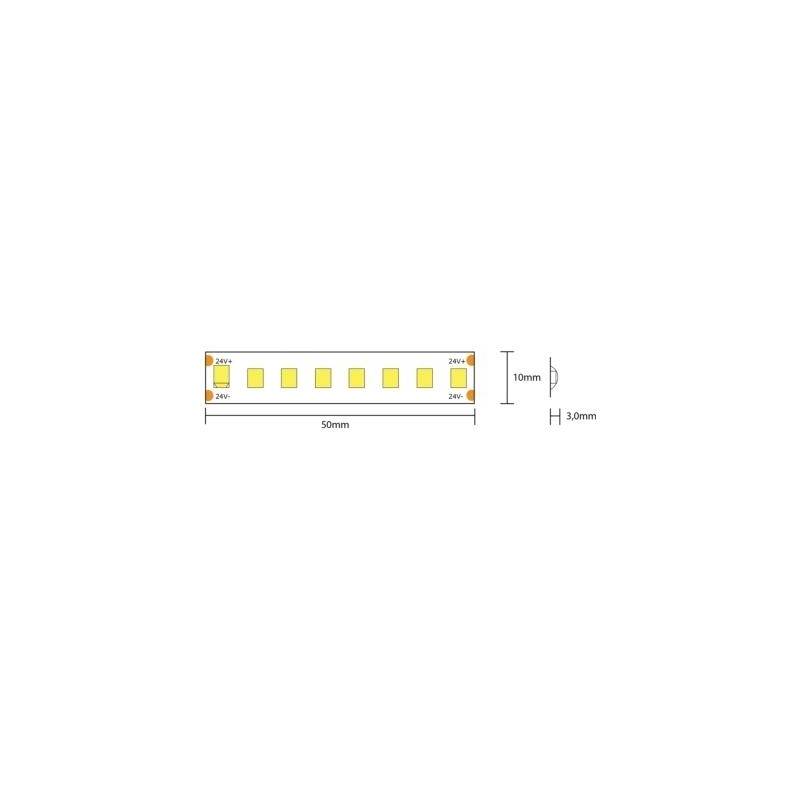 strip led serie h e 130w luce naturale  striscia led ultra luminosa 23.9w al metro 24v ip65 pcb 10mm bobina da 800 smd 2835 2846