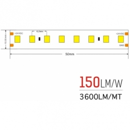 strip led serie h e 130w luce fredda striscia led ultra luminosa 23.9w al metro 24v ip20 pcb 10mm bobina da 800 smd 2835 2631