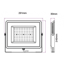 v tac faro led smd vt 100 ultrasottile chip samsung 100w ip65 luce calda colore nero 3000k sku 412