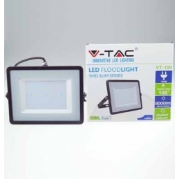 v tac faro led smd vt 100 ultrasottile chip samsung 100w ip65 luce calda colore nero 3000k sku 412