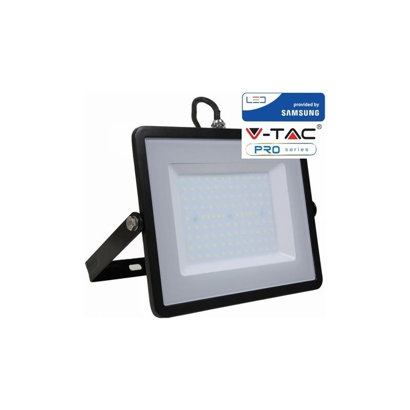 v tac faro led smd vt 100 ultrasottile chip samsung 100w ip65 luce freddo colore nero 6400k sku 414