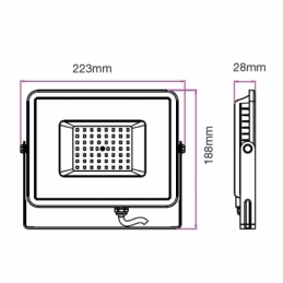 v tac faro led smd vt 50 ultrasottile chip samsung 50w ip65 luce fredda colore nero 6400k sku 408
