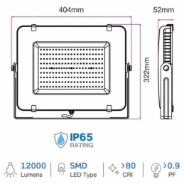 v tac faro led smd vt 150 ultrasottile chip samsung 150w ip65 luce calda colore grigio 3000k sku 481