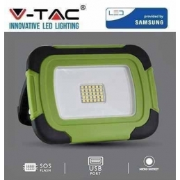 v tac pro vt 11r faretto led smd 10w ricaricabile a batteria multifunzione  con chip samsung luce fredda 6400k sku 502