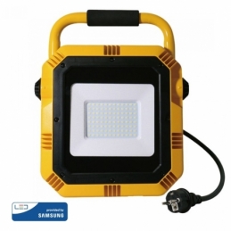 v tac vt 51 faro led smd 50w portatile con staffa e cavo di alimentazione schuko luce fredda  sku 946