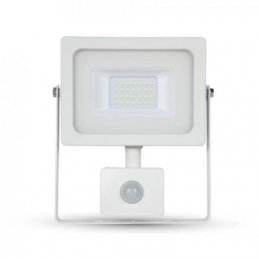 v tac faro led vt 20 s  superslim chip samsung 20w ip65 luce calda 3000k con sensore di  movimento e creuscolare sku 448