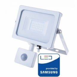 v tac faro led vt 30 s superslim chip samsung 30w ip65 luce calda 3000k con sensore di movimento e creuscolare sku 457