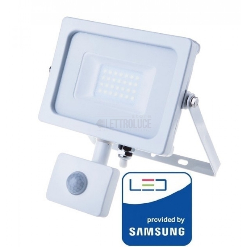 v tac faro led vt 50 s superslim chip samsung 50w ip65 luce calda 3000k con sensore di movimento e creuscolare sku 466