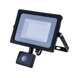 v tac faro led vt 20 s superslim nero chip samsung 20w ip65 luce calda 3000k con sensore di movimento e creuscolare sku 451