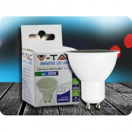 v tac vt 205 faretto spotlight led gu10 5w luce naturale 110° chip samsung sku 202